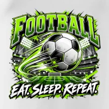 Fotbalový míč a stadion eat sleep repeat