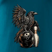 Bowling havran s koulí a kuželkou