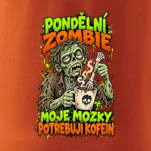Pondělní zombie míchá kávu kostěnou rukou