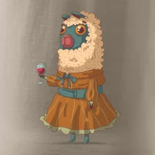 Alpaka s vínem žena