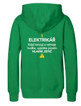 Elektrikář - hlavní jistič - Nápis na zádech