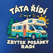 Táta řídí zbytek posádky radí rodinný karavan