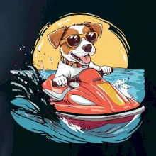 Jack russell teriér na vodním skútru