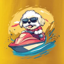 Lhasa Apso na vodním skútru