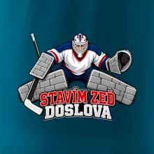 Hokejový brankář staví zeď