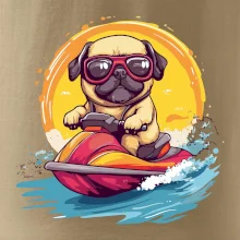 Mops na vodním skútru Mops na vodním skútru