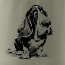 Černobílá karikatura baset