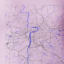 Praha - Mapa s vodními toky