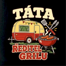 Táta ředitel grilu rodinné kempování s karavanem