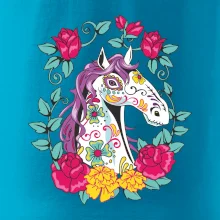 Kůň barevný s květinami