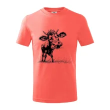 Černobílá karikatura kráva stojící