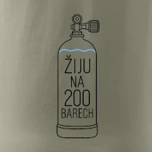 Žiju na 200 barech potápěčská lahev s modrou vlnovkou