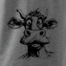 Černobílá karikatura světlá kráva hlava