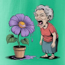 Stará paní plive na fialu