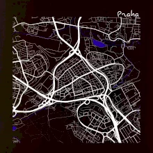 Praha - 14100 mapa s vodními toky