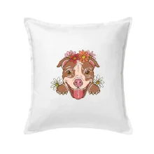 Americký stafordširský teriér hlava s květinami