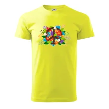 Peace symbol prorostlý květinami