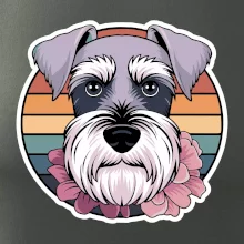 Knírač - fenka a květiny