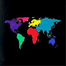 Světové kontinenty bez názvů - barevné