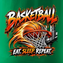 Basketbalový koš s míčem eat sleep repeat