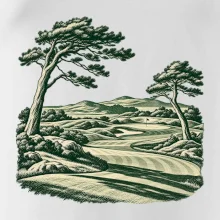 Golfové hřiště v retro rytině