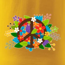 Peace symbol prorostlý květinami
