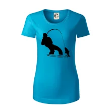 Rybář tahající rybu