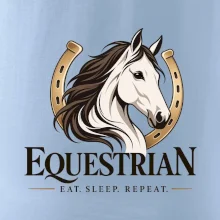 Jezdecký kůň se zlatou podkovou eat sleep repeat