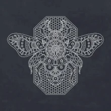 Steampunk včela černobílá