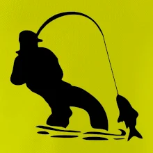 Rybář tahající rybu