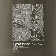 Lysá hora - vrstevnice v obdélníku