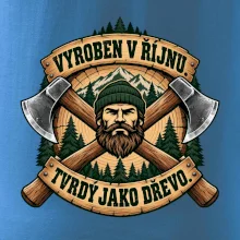 Dřevorubec vyroben v říjnu s překříženými sekerami