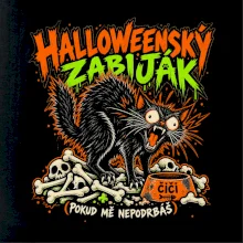 Halloweenský černý kocour čeká na podrbání