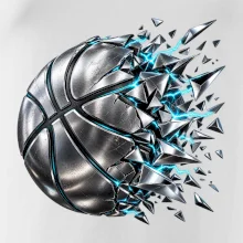 Kovový basketbalový míč s elektrickými střepy