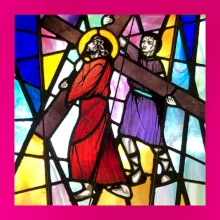 Vitráž - Ježíš a kříž