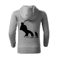 Rybář tahající rybu