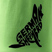 Německý ovčák sedící napis