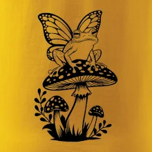 Goblincore černá houba se žábou