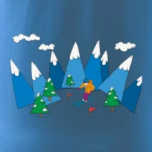 Lyžař a barevné hory