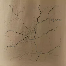 Černobílá mapa Nýrsko  340 22