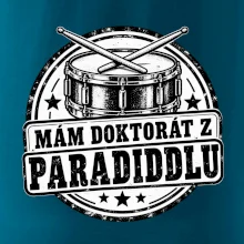 Mám doktorát z paradiddlu - černobílý bubenický odznak