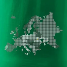 Mapa Evropy - srdce v Ukrajině