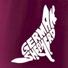 Německý ovčák sedící napis