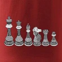 Šachové figurky v řadě - kreslené