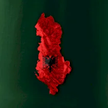 Mapa Albánie reliéf hor