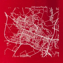 Mapy měst černobílé Ostrava Poruba