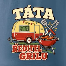 Táta ředitel grilu rodinné kempování s karavanem