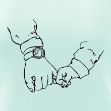 Táta a syn ruce obrys