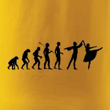 Evoluce tanec - muž a žena se sukní