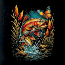 Obrázek pstruh a motýl